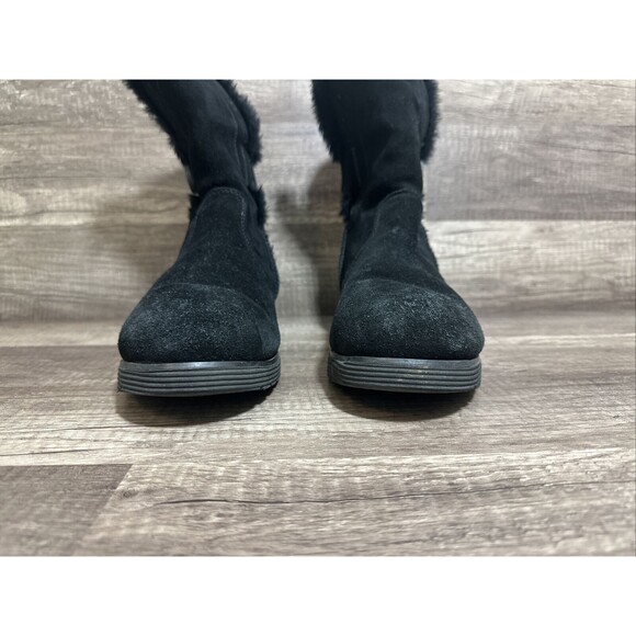 Skechers Keepsakes Wedge Winter Boots Black Faux Fur Cozy Peak Mid Calf Size 8 - Picture 2 of 8